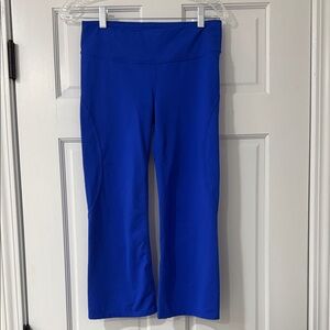 Athleta Legging Pant Capri Women's Small Blue Back Zip Pocket Adj Waist